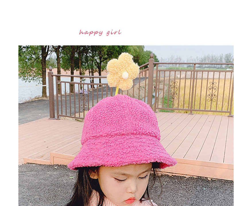 Fashion Pink Flower Hat 2-6 Years Old One Size Subject To Actual Head Circumference Lamb Hair Flower Children Hat,Children