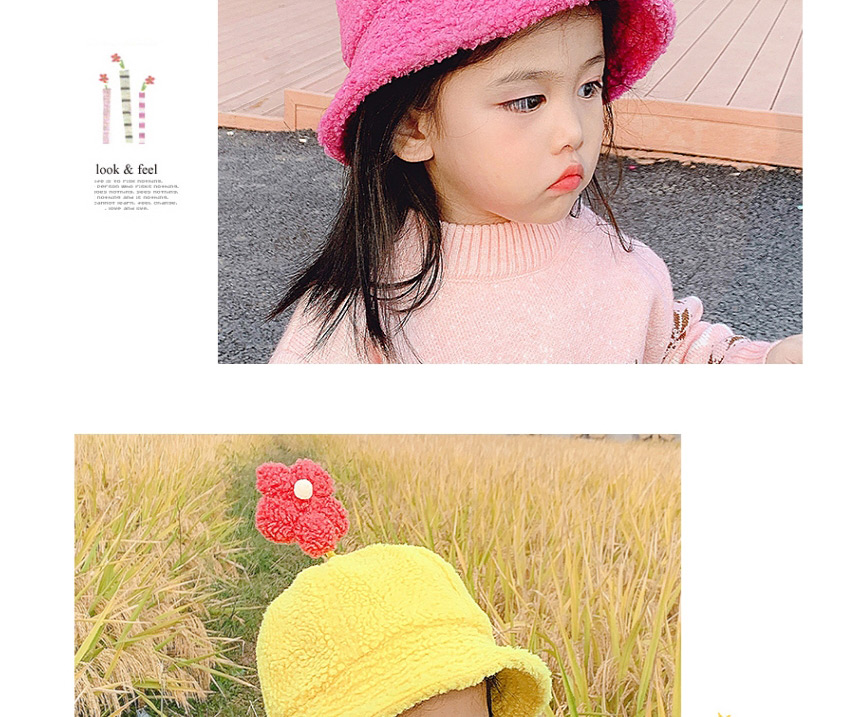 Fashion Pink Flower Hat 2-6 Years Old One Size Subject To Actual Head Circumference Lamb Hair Flower Children Hat,Children