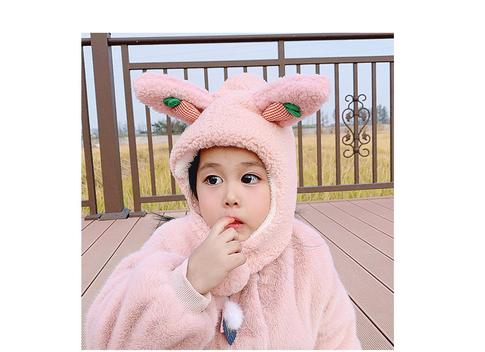 Fashion Pink Carrot 2-6 Years Old One Size Stuffed Carrot Animal Ears Childrens Hat,Children