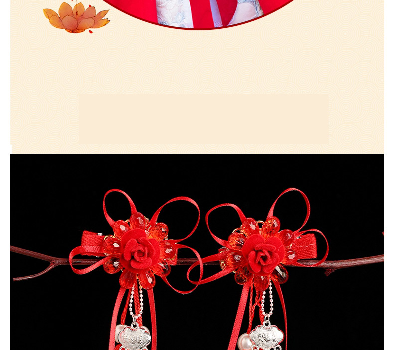 Fashion Red Fur Ball Streamer Handmade Knitted Flower Alloy Fabric Childrens Hairpin,Kids Accessories