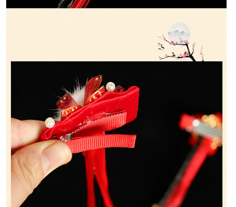 Fashion Red Hairball Leaves Handmade Knitted Flower Alloy Fabric Childrens Hairpin,Kids Accessories