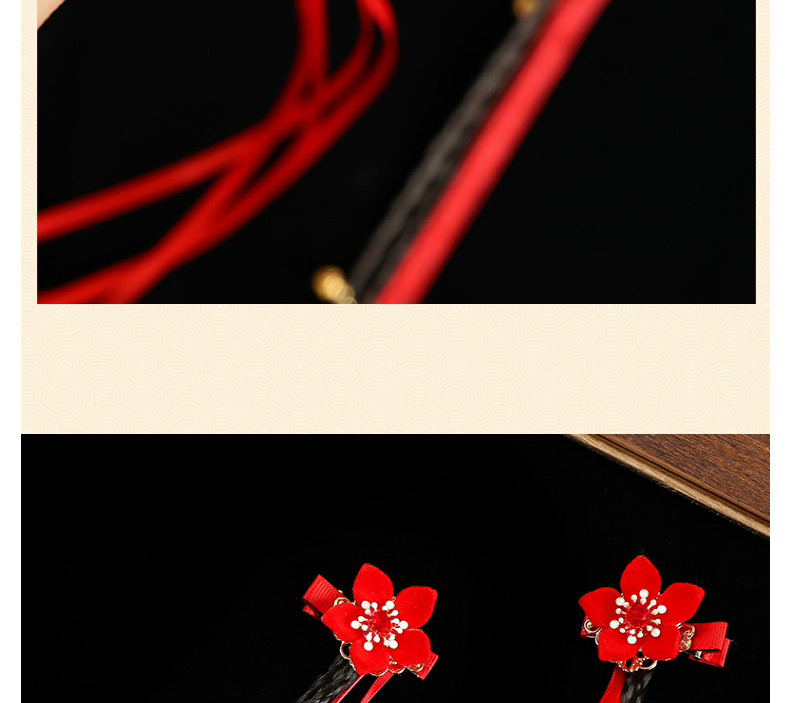 Fashion Red Gardenia Pendant Handmade Knitted Flower Alloy Fabric Childrens Hairpin,Kids Accessories