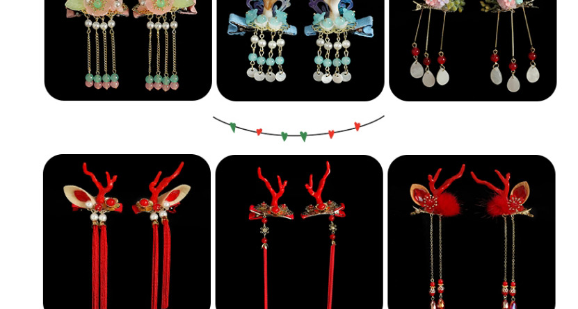 Fashion Red Antler Bell Christmas Antler Resin Flower Hairpin For Children,Kids Accessories