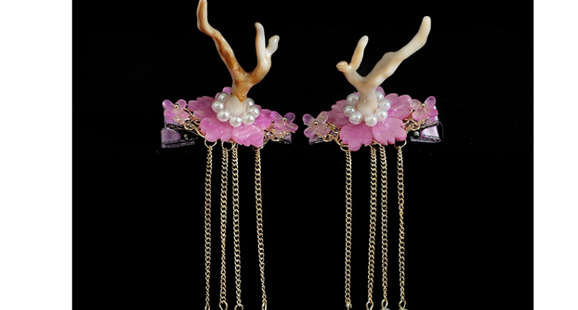 Fashion Pearl Antler Pendant Christmas Antler Resin Flower Hairpin For Children,Kids Accessories