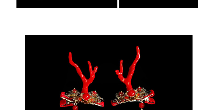 Fashion Gold Color Branches And Jade Leaves Christmas Antler Resin Flower Hairpin For Children,Kids Accessories