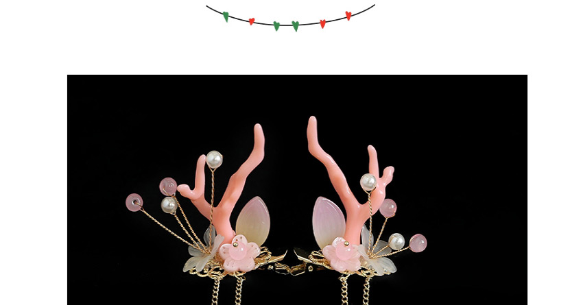 Fashion Plush Antler Pendant Christmas Antler Resin Flower Hairpin For Children,Kids Accessories