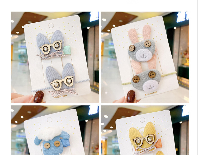 Fashion Light Blue Glasses Animal Color Contrast Fabric Alloy Childrens Hairpin Hair Rope,Kids Accessories