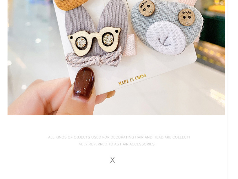 Fashion Light Blue Glasses Animal Color Contrast Fabric Alloy Childrens Hairpin Hair Rope,Kids Accessories