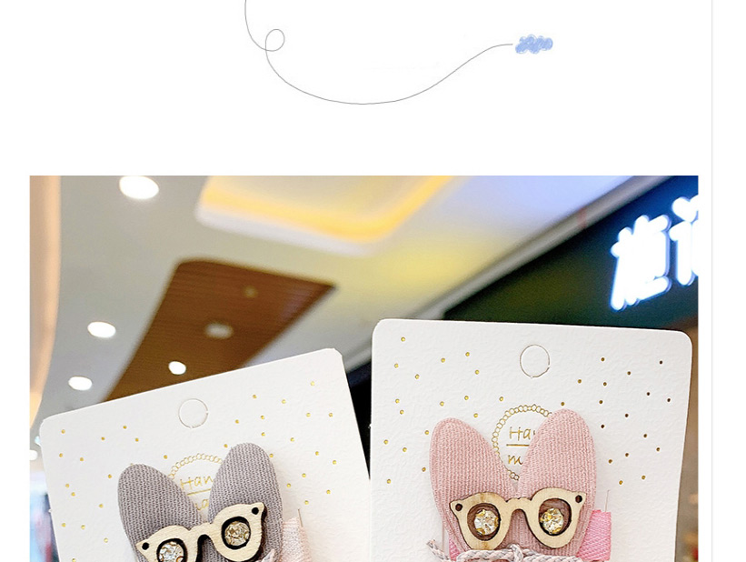 Fashion Grey Rabbit Animal Color Contrast Fabric Alloy Childrens Hairpin Hair Rope,Kids Accessories