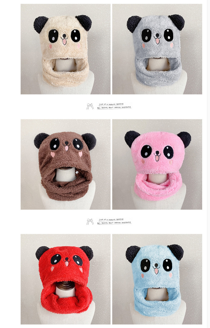 Fashion Coffee Color Panda 3-8 Years Old Plush Panda Child One Scarf Hat,Children