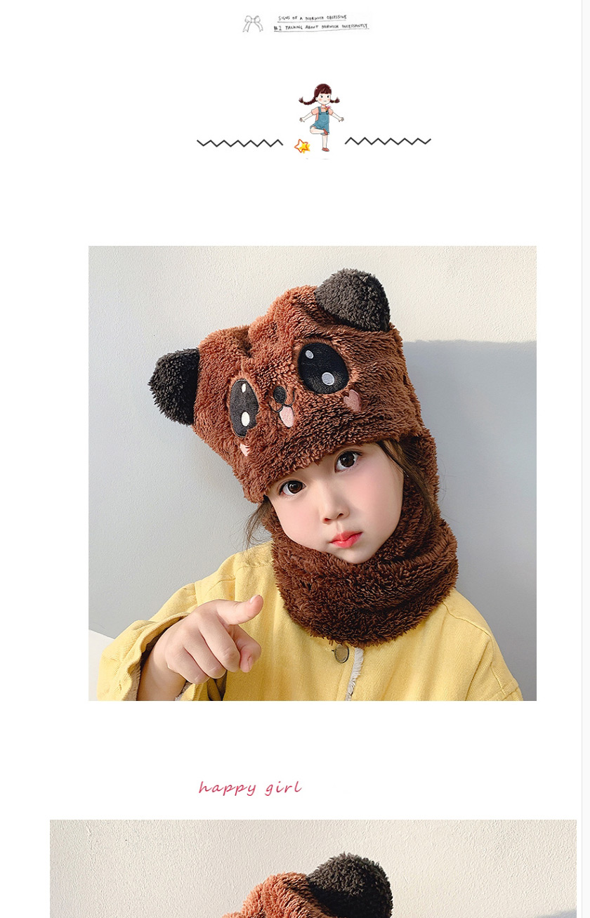 Fashion Coffee Color Panda 3-8 Years Old Plush Panda Child One Scarf Hat,Children