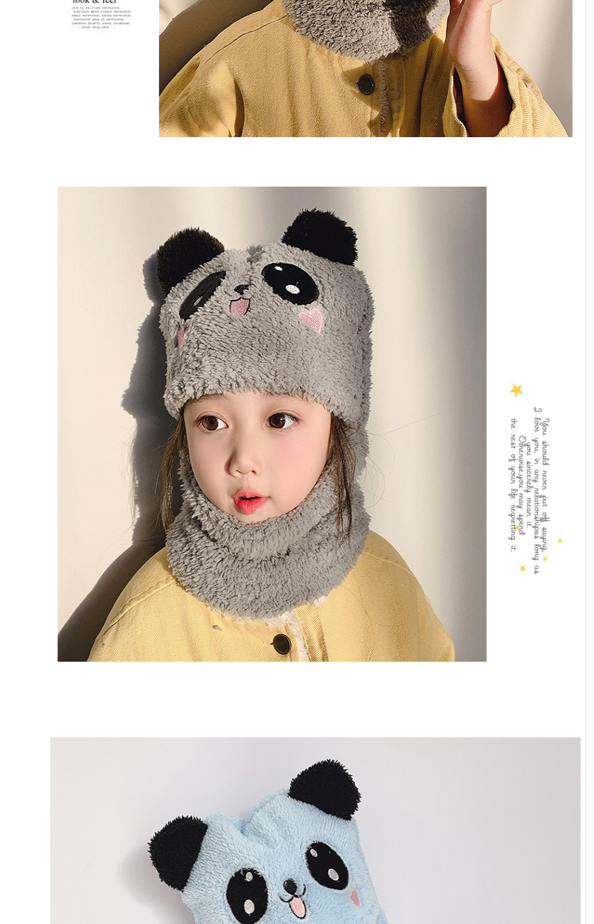 Fashion Gray Panda 3-8 Years Old Plush Panda Child One Scarf Hat,Children