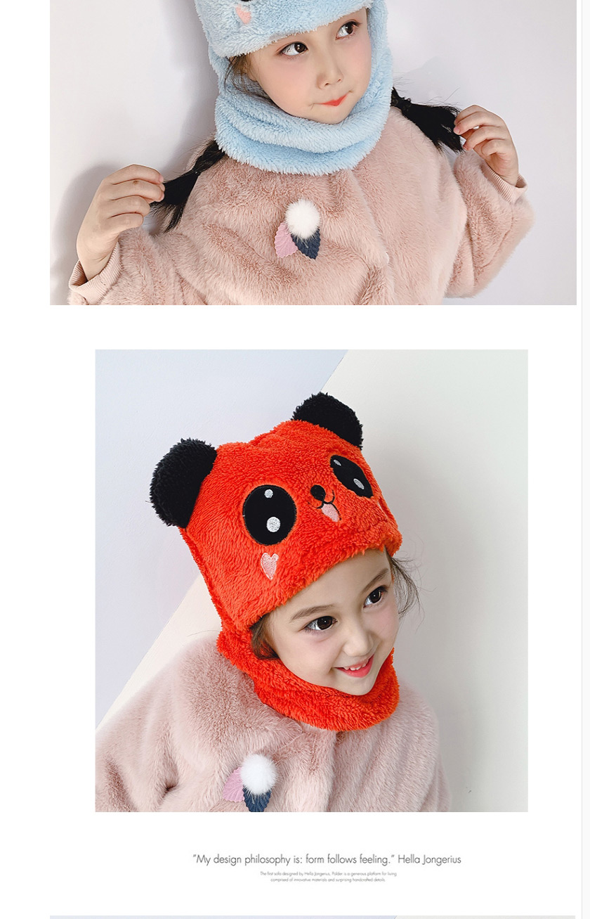 Fashion Blue Panda 3-8 Years Old Plush Panda Child One Scarf Hat,Children
