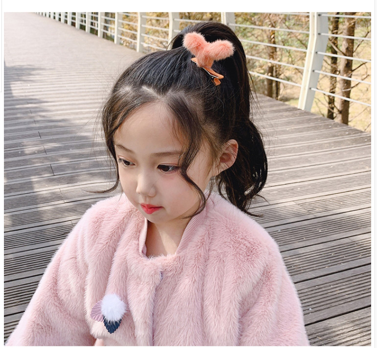 Fashion Light Pink Grass [hairpin] Small Grass Plush Alloy Childrens Hairpin,Kids Accessories