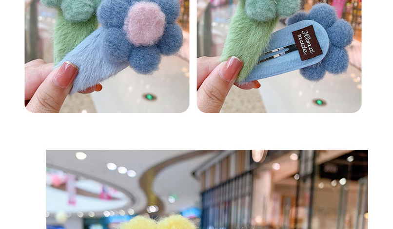 Fashion Sky Blue Starfish 5-piece Set Plush Bowknot Woolen Knitted Flower Geometric Shape Childrens Hairpin,Kids Accessories