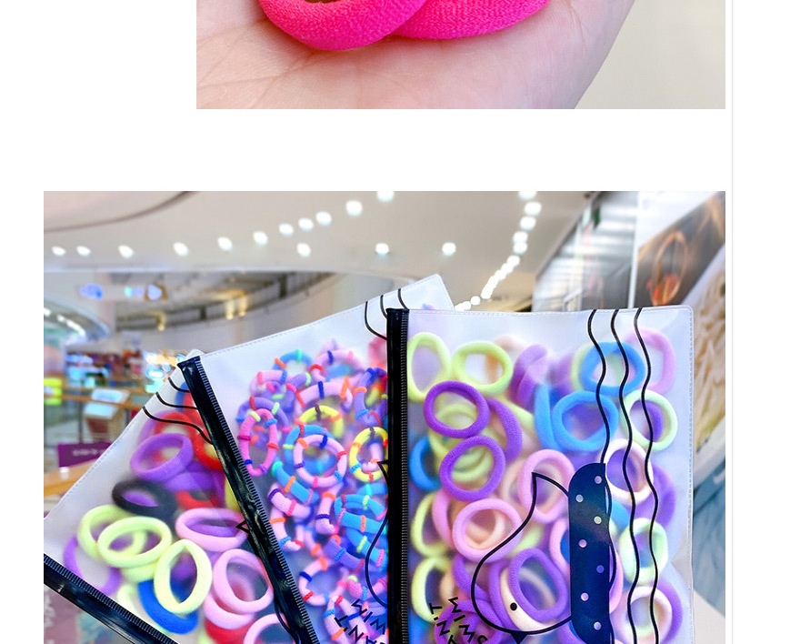 Fashion Boxed Bamboo Color 100 Pieces Towel Roll Contrast Color Seamless Childrens Hair Rope,Kids Accessories