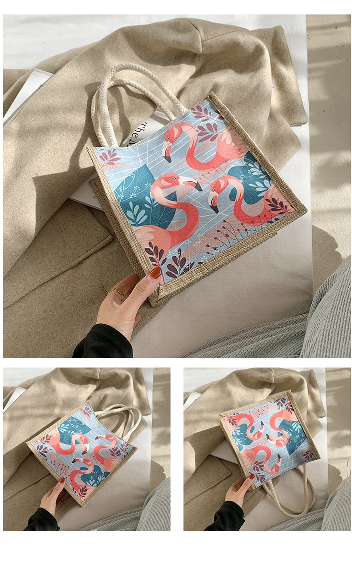 Fashion Flamingo Illustrated Canvas Leaf Geometric Shoulder Bag,Messenger bags