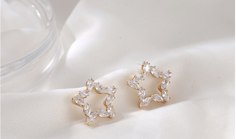 Fashion Water Drop Micro-set Zircon Five-pointed Star Love Drop Earrings,Stud Earrings