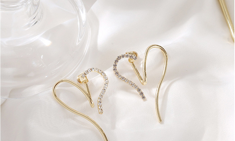Fashion Golden Heart Diamond Alloy Hollow Earrings,Stud Earrings