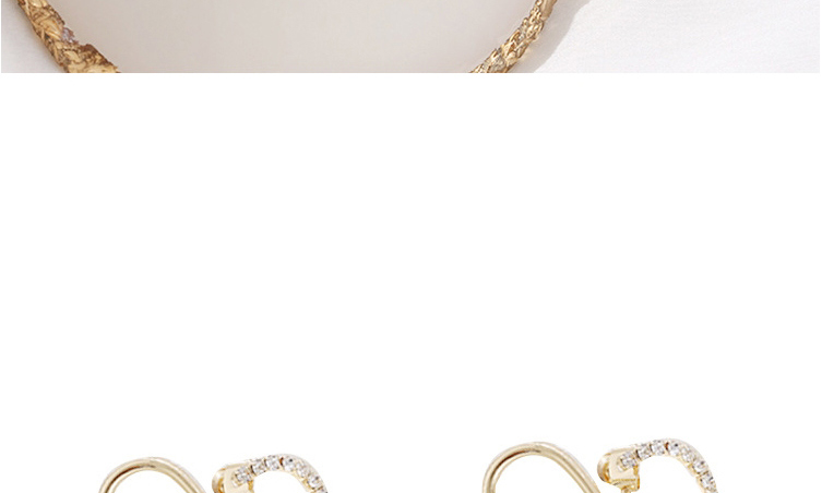 Fashion Golden Heart Diamond Alloy Hollow Earrings,Stud Earrings