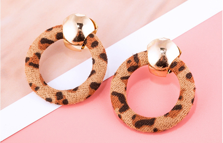 Fashion Small Gray Leopard Print Plush Round Geometric Earrings,Stud Earrings