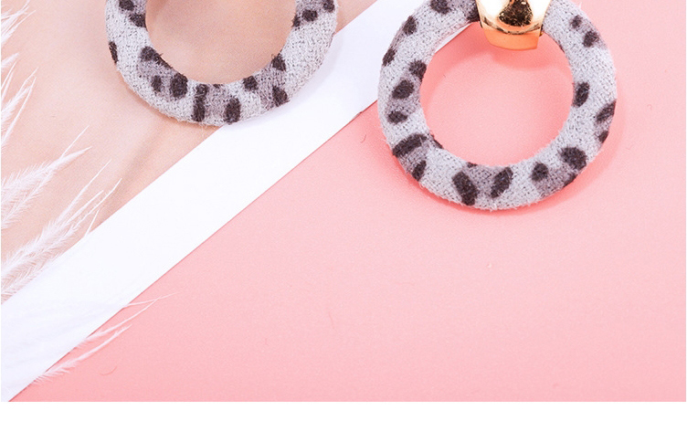 Fashion Small Gray Leopard Print Plush Round Geometric Earrings,Stud Earrings