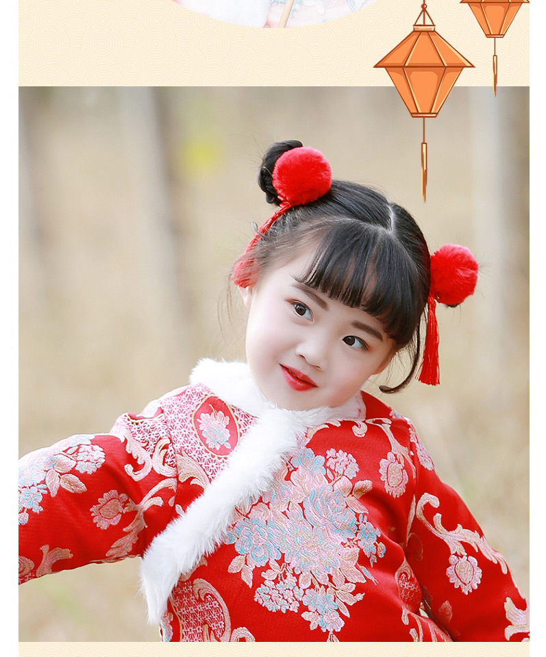 Fashion New Year Firecrackers Hairball Knitted Geometric Childrens Hairpin With Diamonds,Kids Accessories