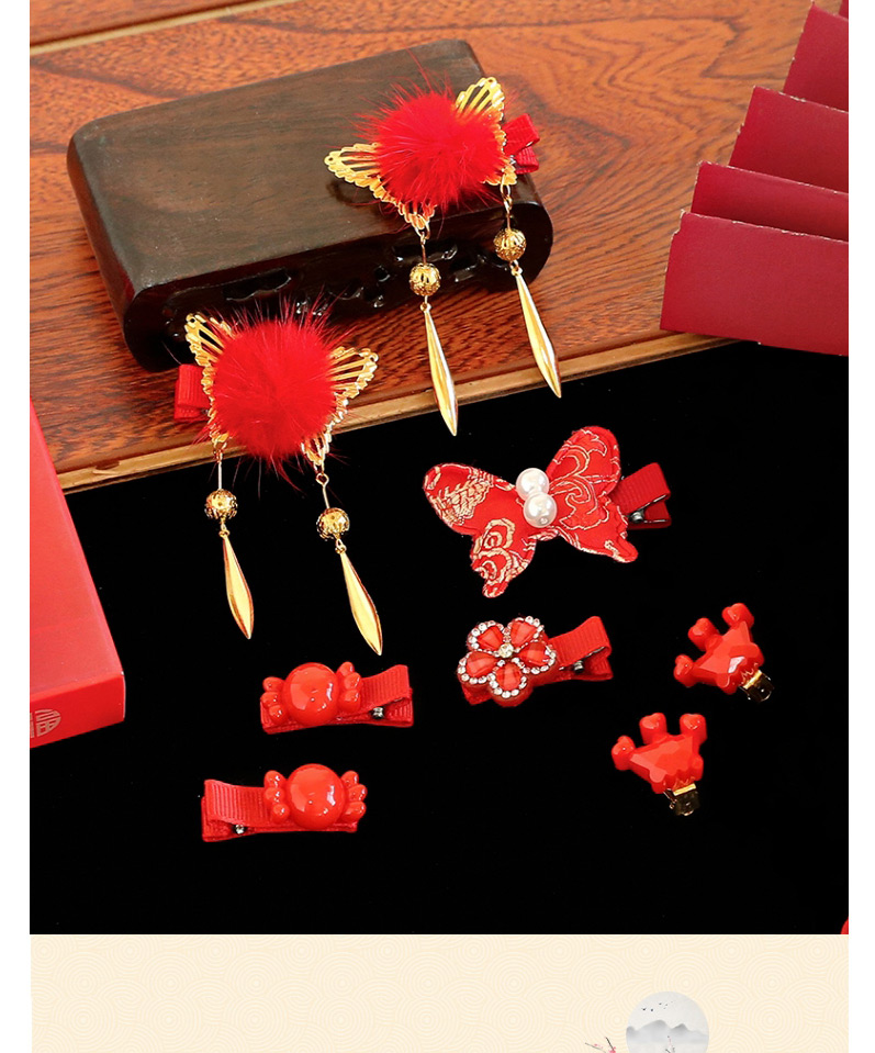 Fashion New Year Firecrackers Hairball Knitted Geometric Childrens Hairpin With Diamonds,Kids Accessories