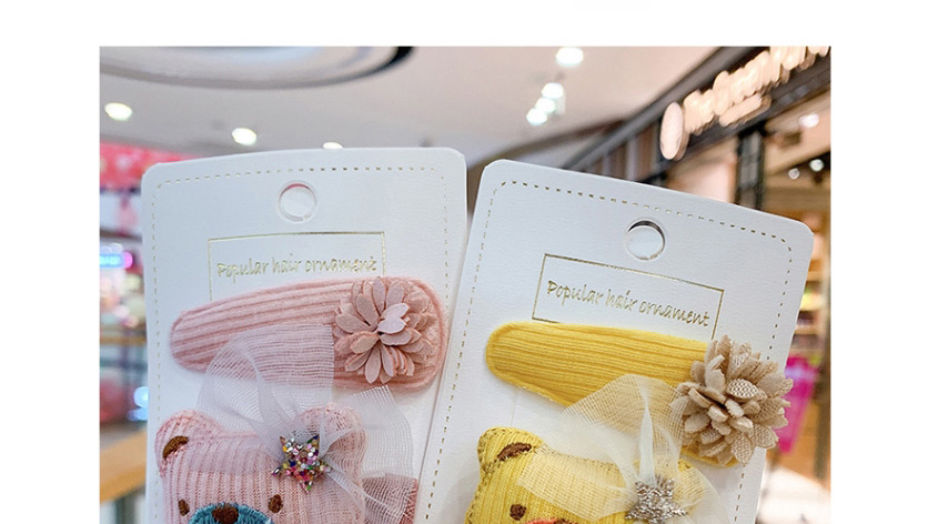 Fashion Yellow Bear Net Yarn Bear Five-pointed Star Fabric Alloy Childrens Hairpin,Kids Accessories