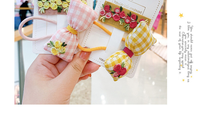 Fashion Watermelon Red Bowknot Checked Childrens Hairpin Hair Rope,Kids Accessories