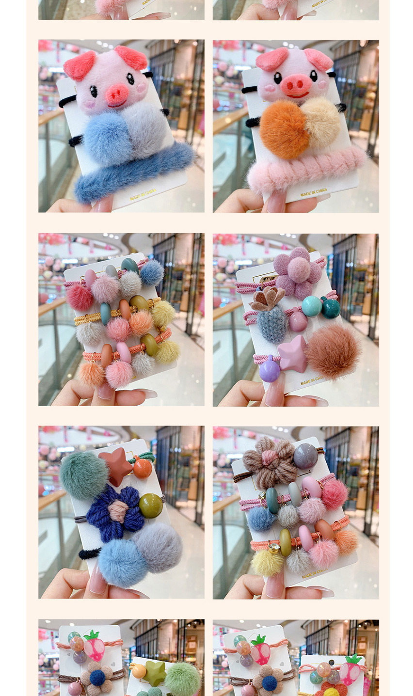 Fashion 3-piece Hair Ball Set Plush Ball Rabbit Fruit Flower Hit Color Childrens Hair Rope,Kids Accessories