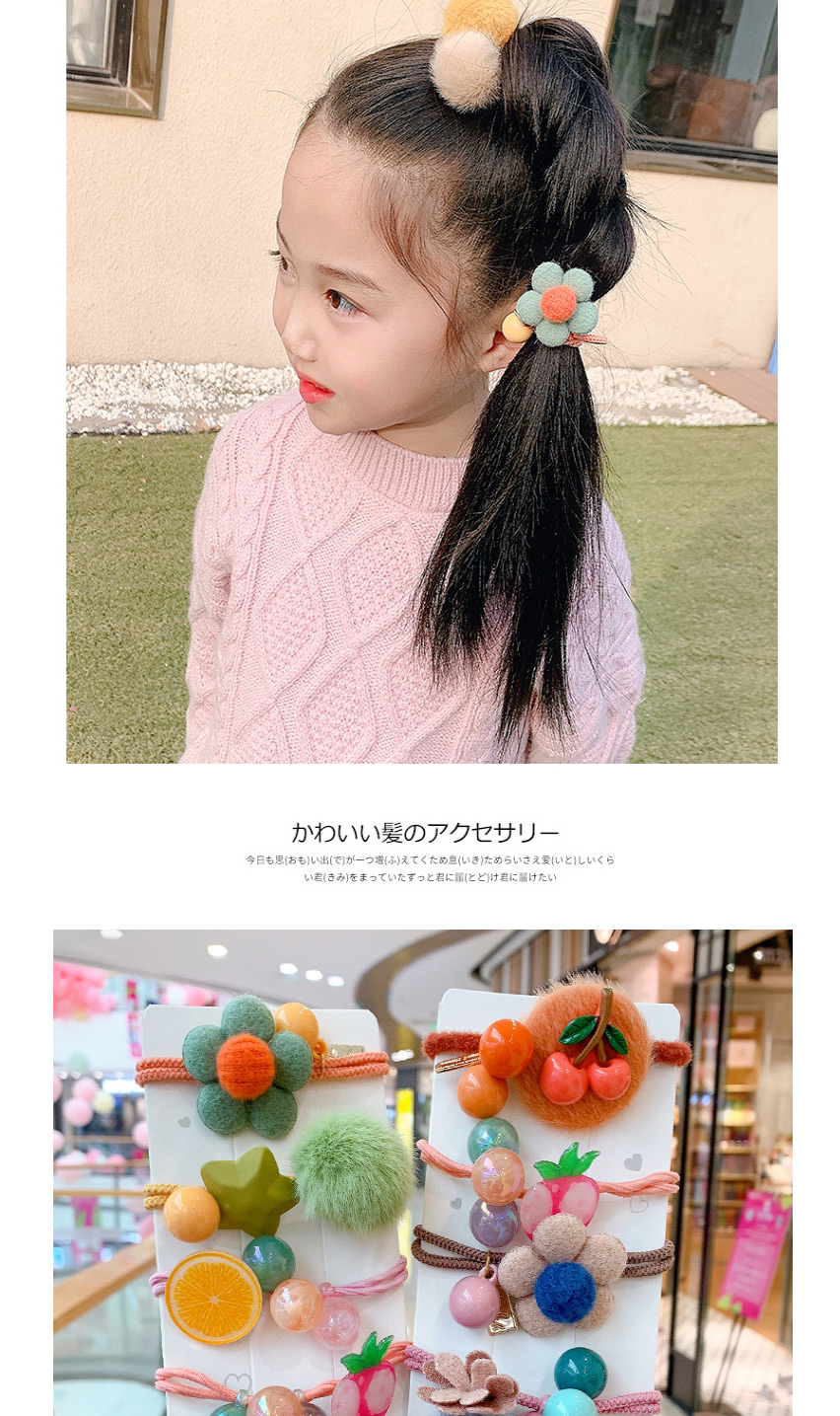 Fashion 3-piece Hair Ball Set Plush Ball Rabbit Fruit Flower Hit Color Childrens Hair Rope,Kids Accessories