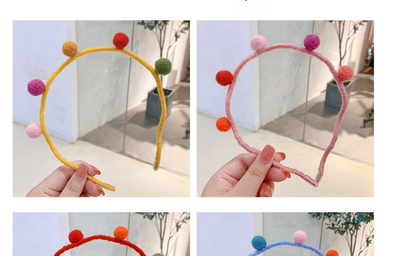 Fashion Red Fur Ball Plush Flower Contrast Wave Pattern Childrens Headband,Kids Accessories
