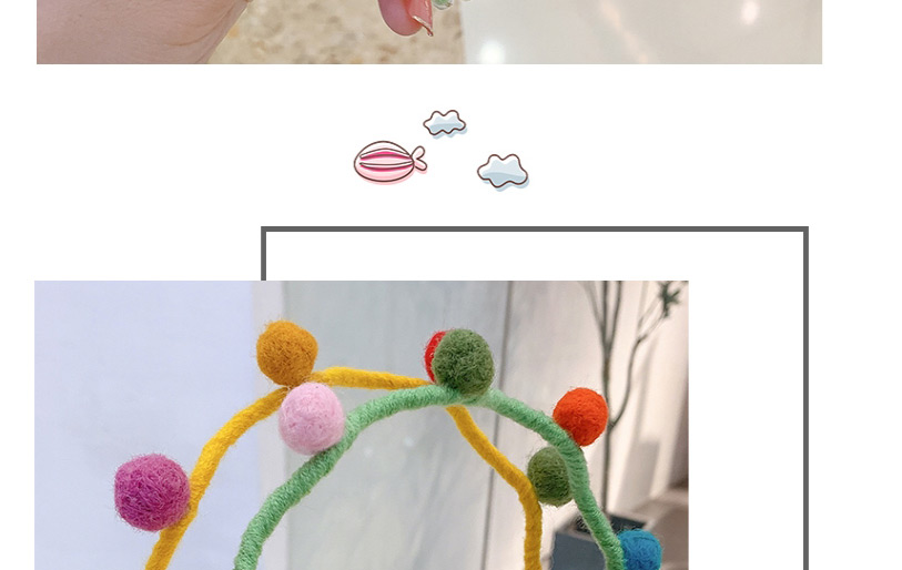 Fashion Pink Fur Ball Plush Flower Contrast Wave Pattern Childrens Headband,Kids Accessories