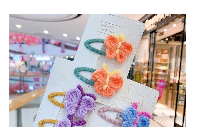 Fashion Purple Butterfly Hair Rope [1 Pair] Butterfly Wool Knitted Alloy Childrens Hairpin Hair Rope,Kids Accessories