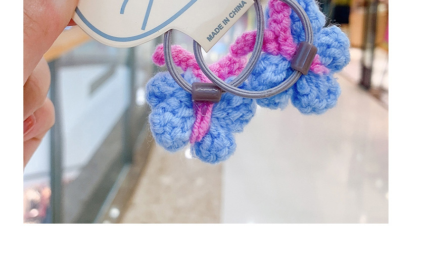 Fashion 1 Pair Of Light Blue Butterfly Hairpins Butterfly Wool Knitted Alloy Childrens Hairpin Hair Rope,Kids Accessories