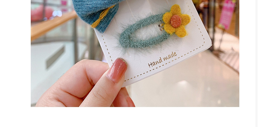Fashion Pink Bow Hair Rope + Small Flower Hairpin Knitted Wool Bowknot Childrens Hairpin Hair Rope,Kids Accessories