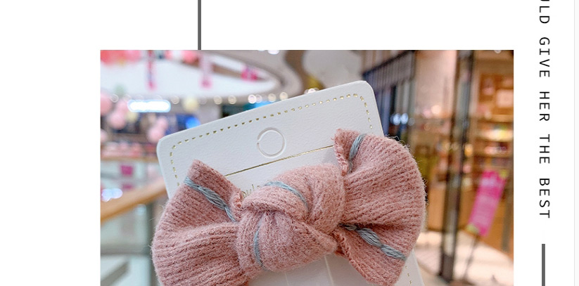 Fashion Pink Bow Hair Rope + Small Flower Hairpin Knitted Wool Bowknot Childrens Hairpin Hair Rope,Kids Accessories