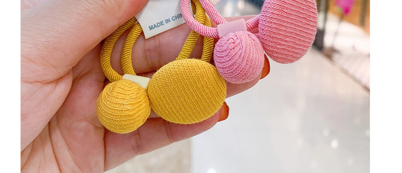 Fashion Yellow Hairpin Hair Rope [3-piece Set] Round Button Fabric Alloy Childrens Hairpin Hair Rope,Kids Accessories