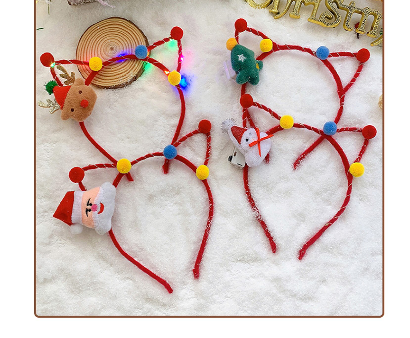 Fashion Rose Red Red Antler Pine Cone Christmas Antlers Santa Hair Ball Fabric Childrens Headband,Kids Accessories