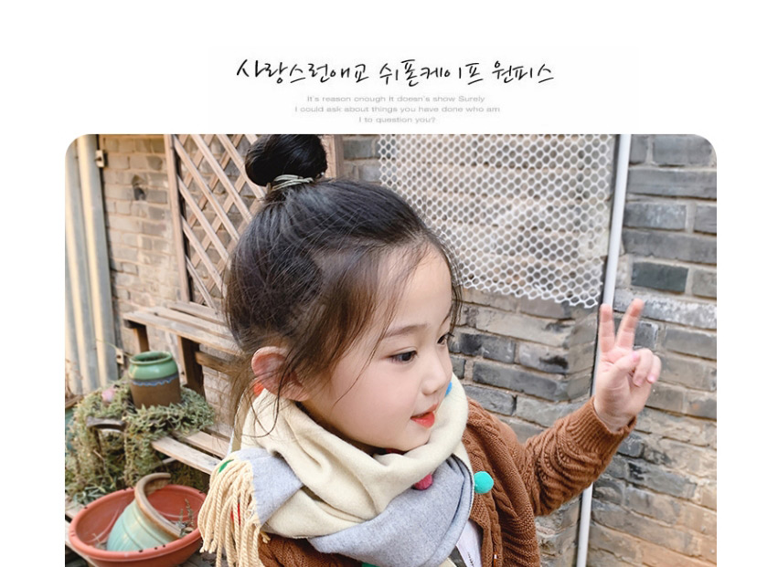 Fashion Yellow Color Matching Is Recommended For About 2-12 Years Old Ball Tassel Thickened Double-sided Cashmere Childrens Scarf,knitting Wool Scaves