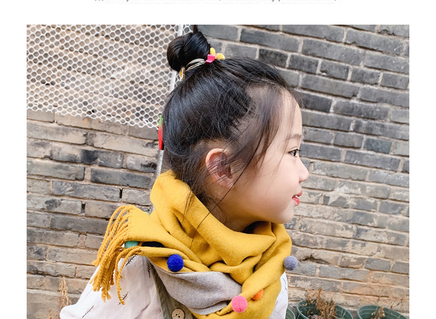 Fashion Gray Color Matching Is Recommended For About 2-12 Years Old Ball Tassel Thickened Double-sided Cashmere Childrens Scarf,knitting Wool Scaves