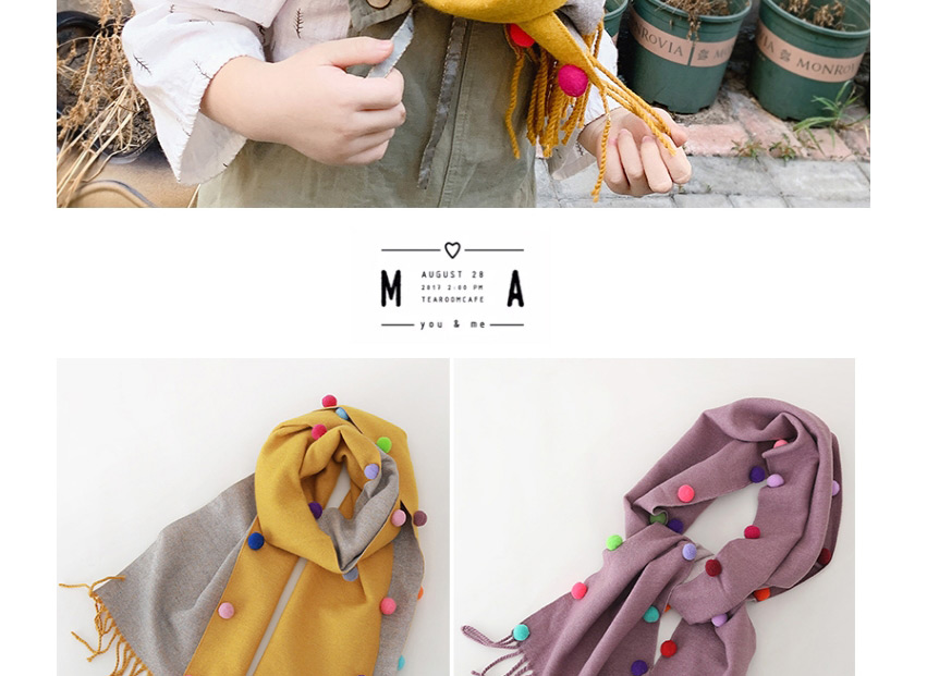 Fashion Red Color Matching Is Recommended For About 2-12 Years Old Ball Tassels Thickened Double-sided Cashmere Kids Scarf,knitting Wool Scaves
