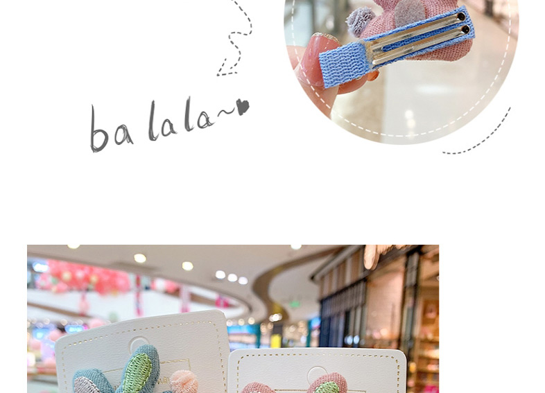 Fashion Pink Bunny[2 Piece Set] Bunny Plush Alloy Geometric Shape Childrens Hairpin,Kids Accessories