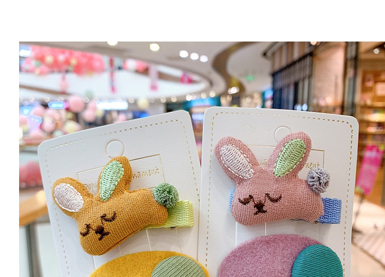 Fashion Green Bunny [2-piece Set] Bunny Plush Alloy Geometric Shape Childrens Hairpin,Kids Accessories