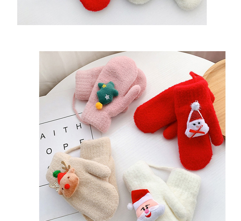 Fashion Little Snowman [red] Around 2-10 Years Old Christmas Hanging Neck Plush Snowman Elk Children Gloves,Gloves