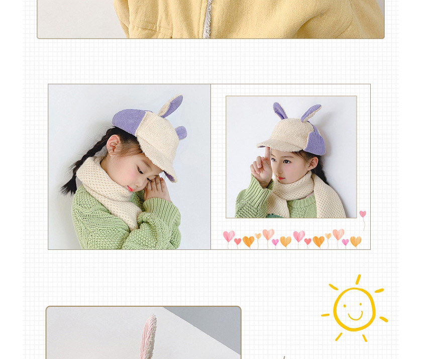 Fashion Green Rabbit Ears 10 Months-5 Years Old One Size [adjustable] Childrens Hat With Cashmere Rabbit Ears,Children