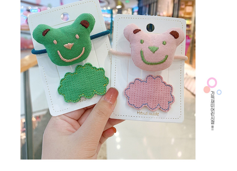 Fashion Green Bear [2-piece Set] Bear Fabric Alloy Childrens Hairpin Hair Rope,Kids Accessories