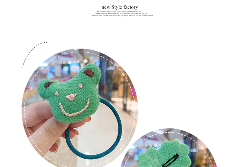Fashion Green Bear [2-piece Set] Bear Fabric Alloy Childrens Hairpin Hair Rope,Kids Accessories