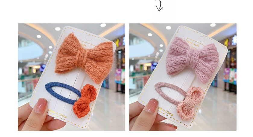 Fashion Pink Bow [2 Piece Set] Bowknot Wool Alloy Childrens Hairpin,Kids Accessories